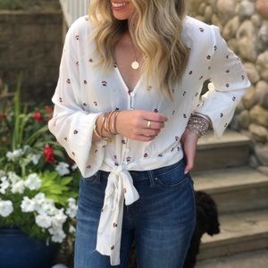 Long sleeve blouse with button front